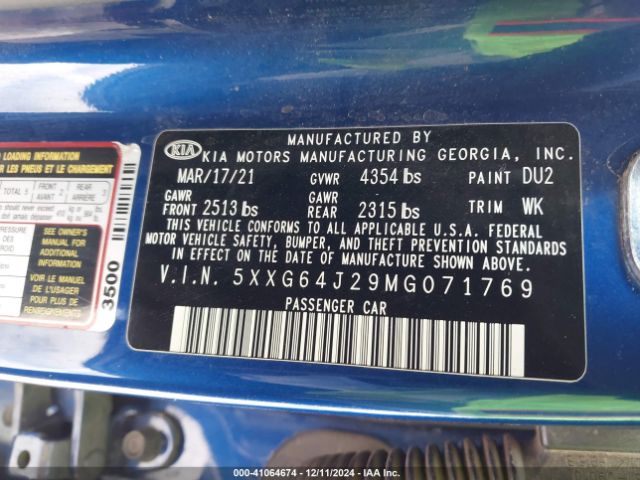5XXG64J29MG071769 KIA K5 Gt-line