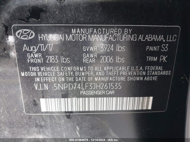 Hyundai ELANTRA SE 2018 5NPD74LF3JH261535 Image 9