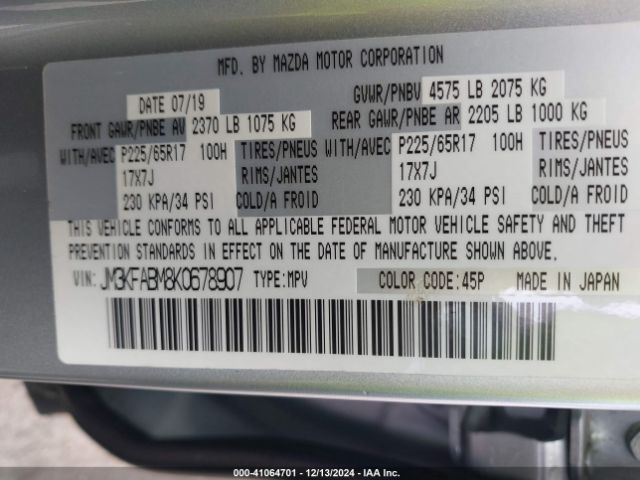 JM3KFABM8K0678907 Mazda CX-5 SPORT