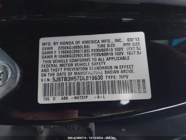 2013 ACURA RDX 5J8TB3H57DL019630 Photo 8
