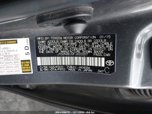 Toyota Prius V Two 2015 JTDZN3EU2FJ023207 Image 9