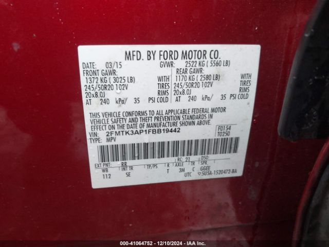 2FMTK3AP1FBB19442 Ford EDGE SPORT