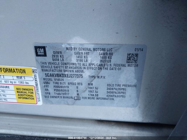 5GAKVBKDXEJ277375 Buick Enclave Leather