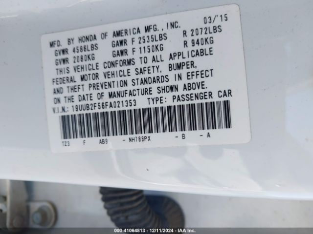 19UUB2F56FA021353 Acura Tlx V6 Tech