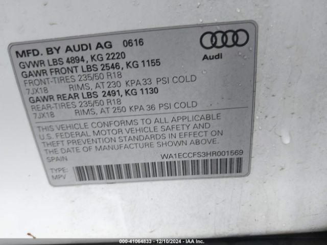 WA1ECCFS3HR001569 Audi Q3 2.0t Premium
