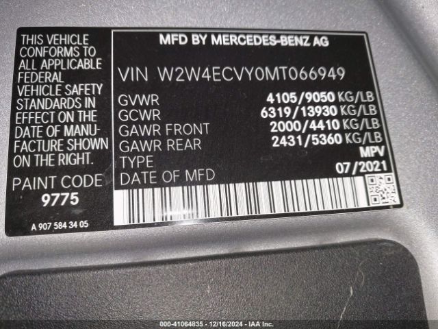 W2W4ECVY0MT066949 Freightliner Sprinter 2500 High Roof V6