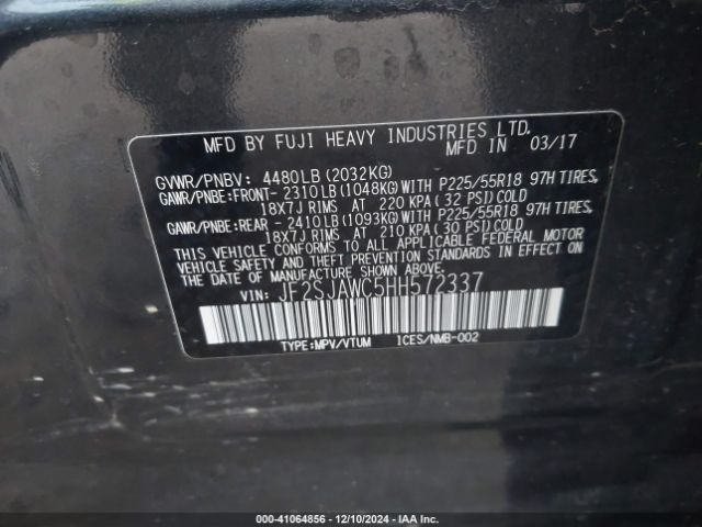 JF2SJAWC5HH572337 Subaru Forester 2.5i Touring