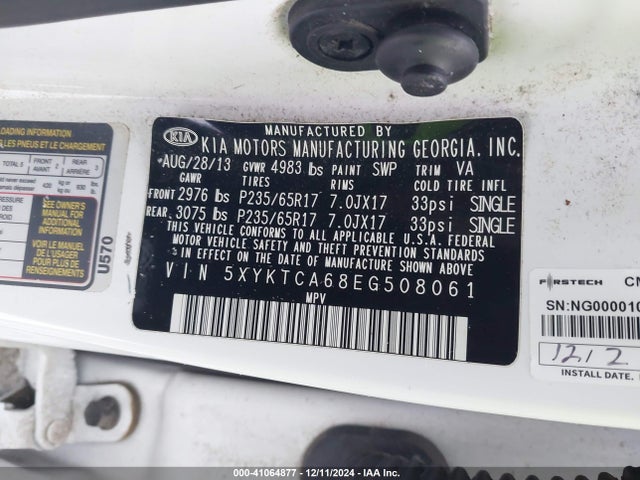 KIA SORENTO LX 2014 5XYKTCA68EG508061 Image 9