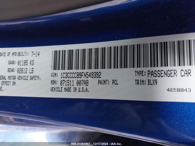 1C3CCCCB9FN549392 Chrysler 200 C
