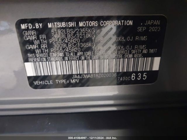 2024 MITSUBISHI OUTLANDER JA4J3WA81RZ020036 Photo 8