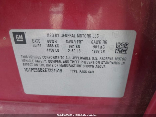 Chevrolet Cruze 2lt Auto 2014 1G1PE5SB2E7331519 Image 9