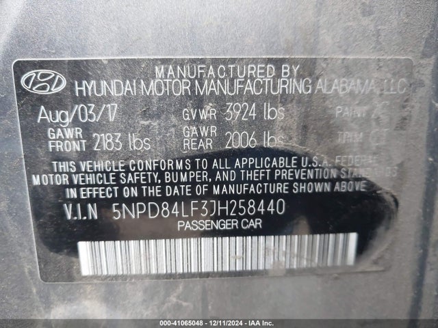 Hyundai ELANTRA SEL 2018 5NPD84LF3JH258440 Image 9