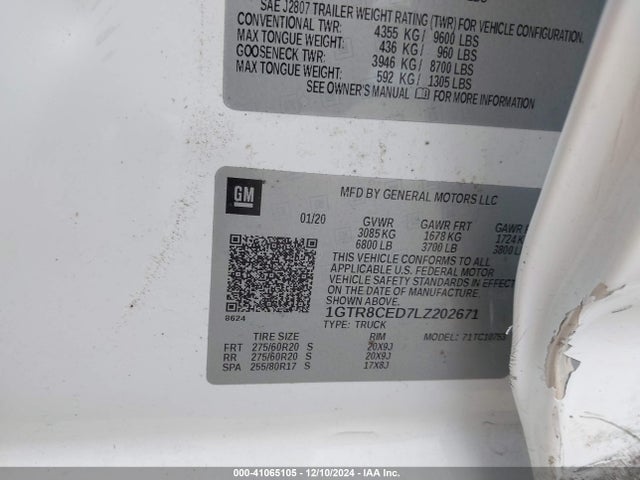 GMC Sierra 1500 2wd  Standard Box Elevation 2020 1GTR8CED7LZ202671 Image 9