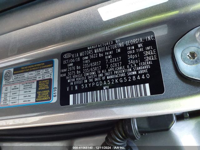 5XYPGDA52KG528440 KIA Sorento 3.3l Lx