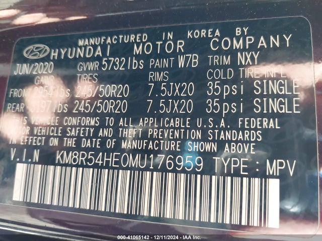 KM8R54HE0MU176959 Hyundai Palisade Limited