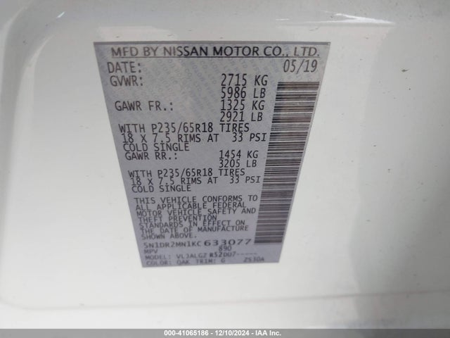 Nissan Pathfinder Sl 2019 5N1DR2MN1KC633077 Image 9