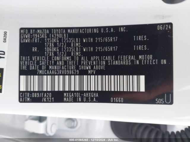 7MUCAAAG3RV098629 Toyota Corolla Cross Le