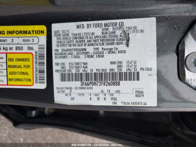 3FA6P0H72FR260888 Ford FUSION SE