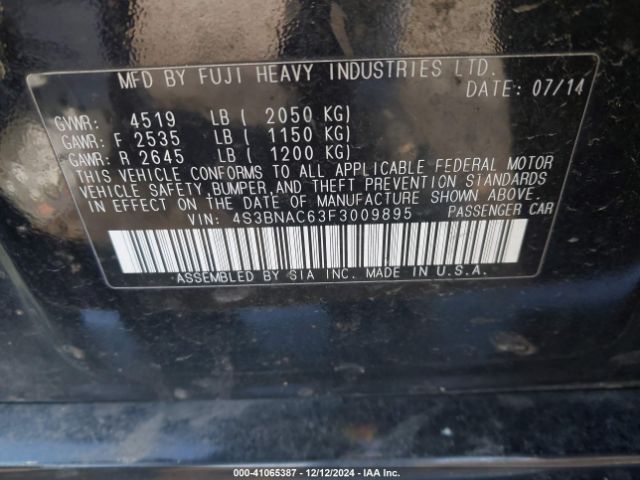 4S3BNAC63F3009895 Subaru Legacy 2.5i Premium