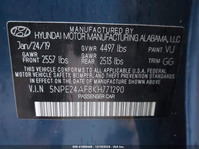 Hyundai SONATA SE 2019 5NPE24AF8KH771290 Image 9