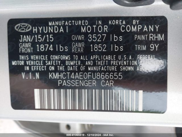 KMHCT4AE0FU866655 Hyundai ACCENT GLS