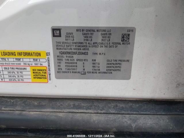 2015 GMC ACADIA 1GKKRNED6FJ304433 Photo 8