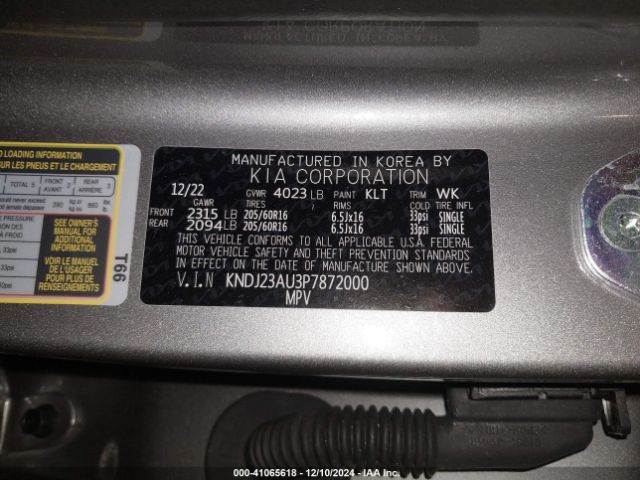 KNDJ23AU3P7872000 KIA SOUL LX