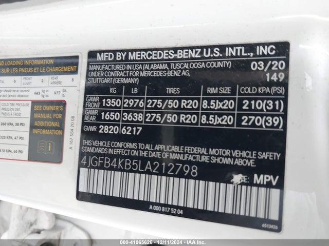 4JGFB4KB5LA212798 Mercedes-Benz Gle 350 4matic