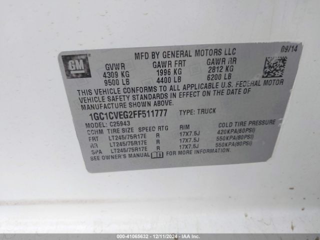 1GC1CVEG2FF511777 Chevrolet Silverado 2500hd Lt