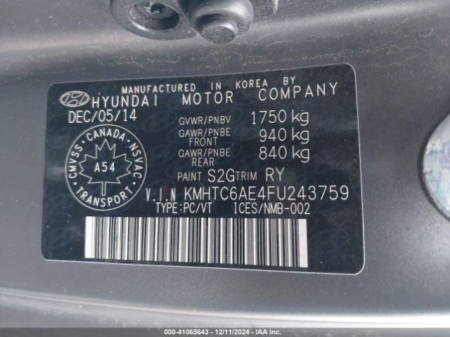 KMHTC6AE4FU243759 Hyundai Veloster Turbo