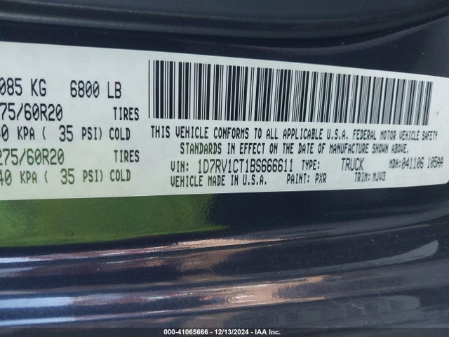 2011 RAM 1500 1D7RV1CT1BS666611 Photo 8