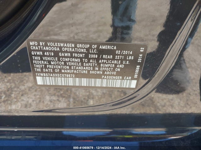 1VWBS7A3XEC079572 Volkswagen Passat 1.8t Sport