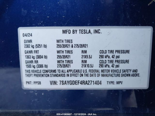 7SAYGDEF4RA271404 Tesla Model Y Performance Dual Motor All-wheel Drive