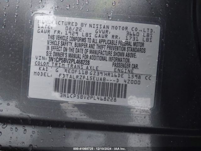 3N1CP5BV2PL468228 Nissan Kicks S Xtronic Cvt