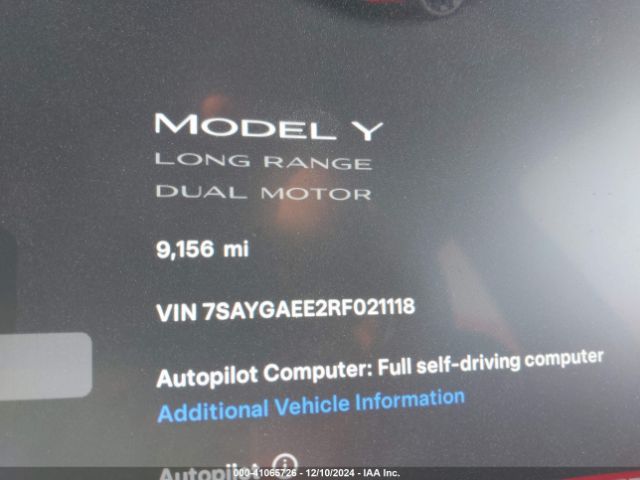 7SAYGAEE2RF021118 Tesla Model Y Long Range Dual Motor All-wheel Drive