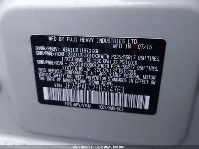 JF2GPAFC2FH314763 Subaru Xv Crosstrek 2.0i Premium