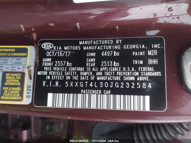 KIA Optima Lx 2018 5XXGT4L30JG232584 Image 9