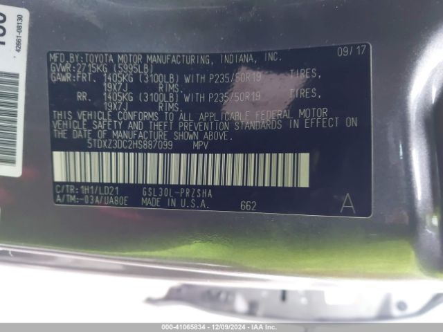 5TDXZ3DC2HS887099 Toyota Sienna Se 8 Passenger