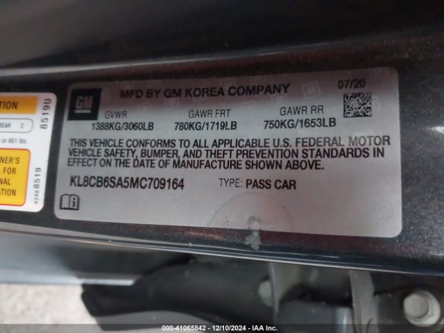 KL8CB6SA5MC709164 Chevrolet Spark Fwd Ls Automatic