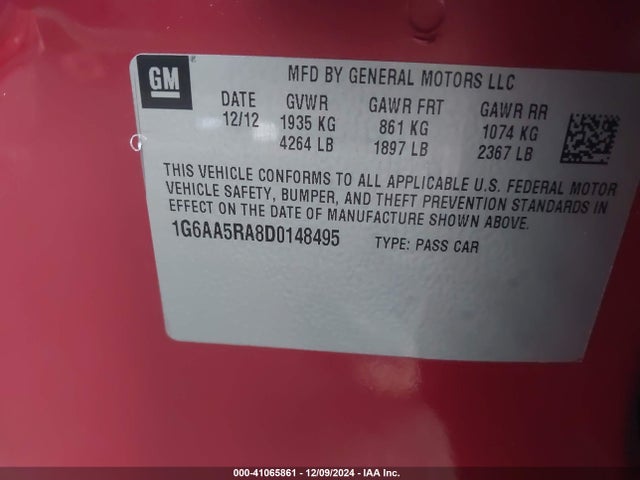 2013 CADILLAC ATS 1G6AA5RA8D0148495 Photo 8