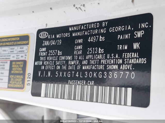5XXGT4L30KG336770 KIA gdi
