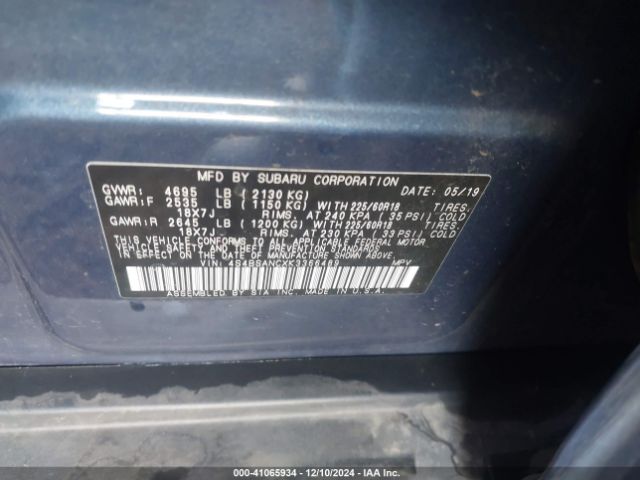 4S4BSANCXK3366489 Subaru Outback 2.5i Limited