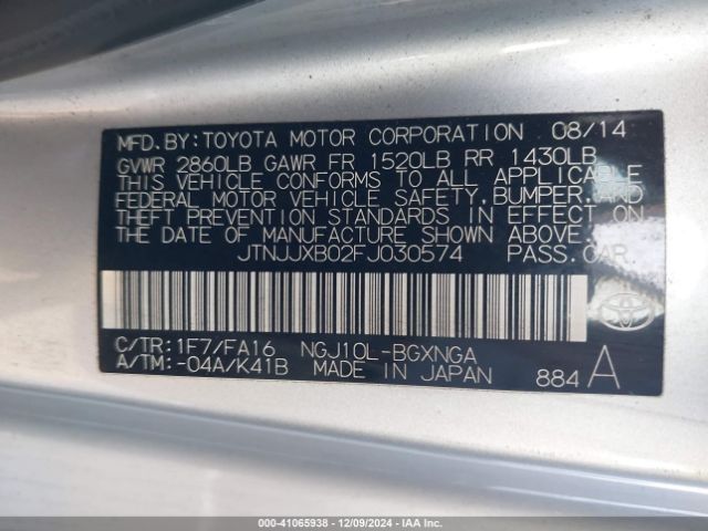 JTNJJXB02FJ030574 Scion IQ