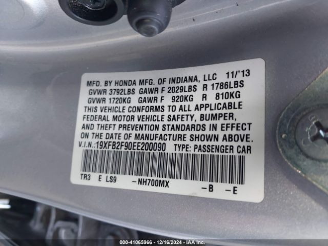 19XFB2F90EE200090 Honda Civic Ex-l