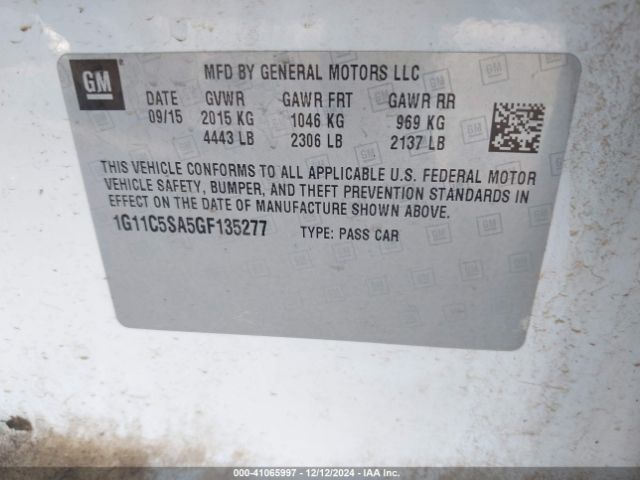 1G11C5SA5GF135277 Chevrolet Malibu Limited Lt