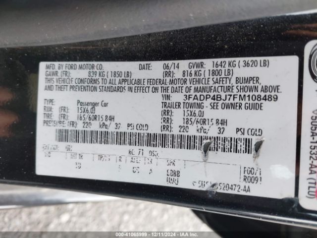 3FADP4BJ7FM108489 Ford FIESTA SE