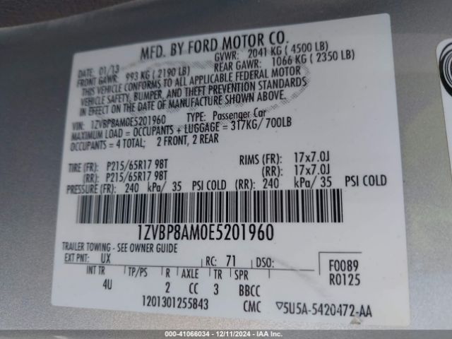 1ZVBP8AM0E5201960 Ford Mustang V6 Premium