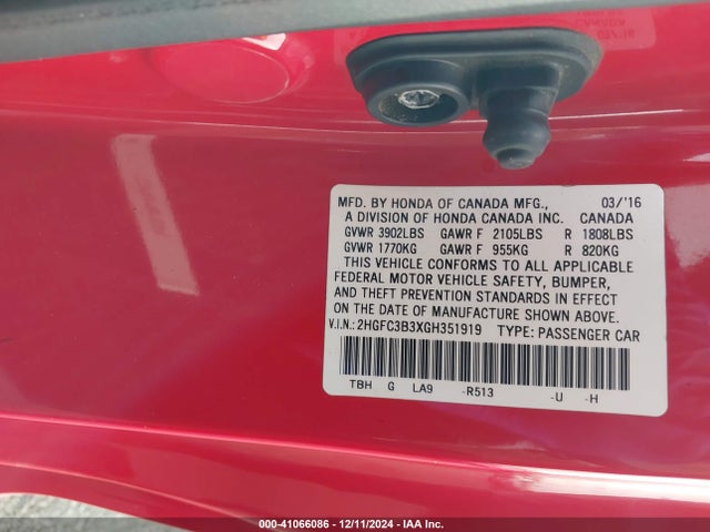 Honda Civic Ex-t 2016 2HGFC3B3XGH351919 Image 9