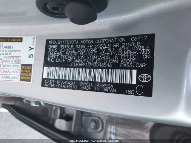 JTDKBRFU2H3048546 Toyota Prius Two