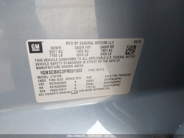 Chevrolet Tahoe Lt 2015 1GNSCBKC0FR691903 Image 9